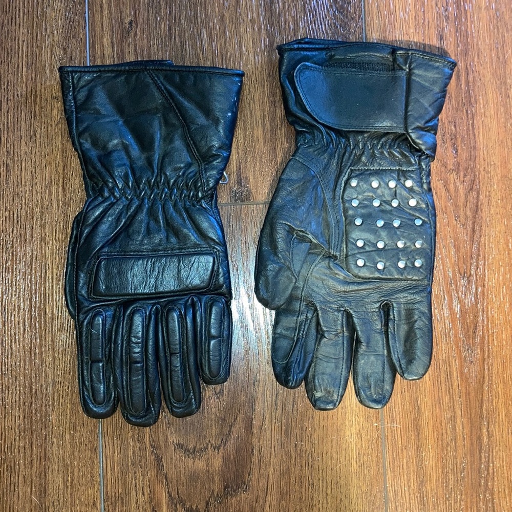 Biker leather gloves